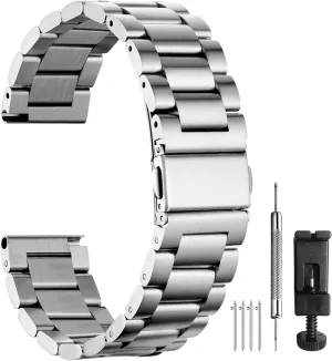 6/5/4/3,Garmin Watch,Huawei Watch, Black/Silver BOSHIYA Quick Release Stainless Steel tenement northeastern Watch Strap 18mm, 20mm, 22mm or 24mm Metal Watch Band for Men Women, Fits Samsung Galaxy Watch 