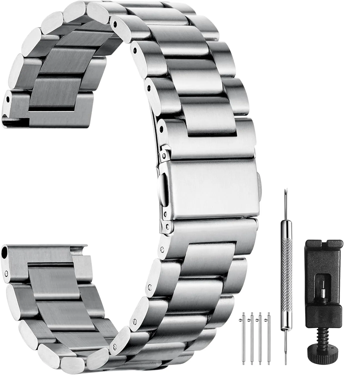 6/5/4/3,Garmin Watch,Huawei Watch, Black/Silver BOSHIYA Quick Release Stainless Steel tenement northeastern Watch Strap 18mm, 20mm, 22mm or 24mm Metal Watch Band for Men Women, Fits Samsung Galaxy Watch 