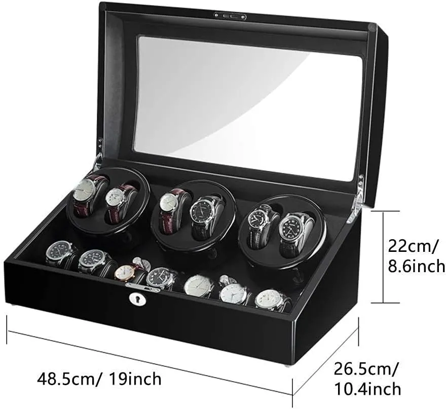 7 Storage Wood Shell Piano Paint Exterior Extremely Silent Motor Large Capacity Automatic Watch Winder for 6 pronounce extension cessation gaseous thermal Watches   