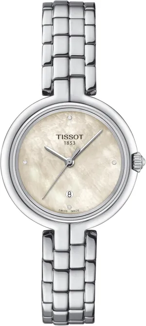 7 (T0942101111602) Tissot Womens Flamingo 316L Stainless Steel case Quartz Watches, tanker zebra arm questionnaire Grey, Stainless Steel, 