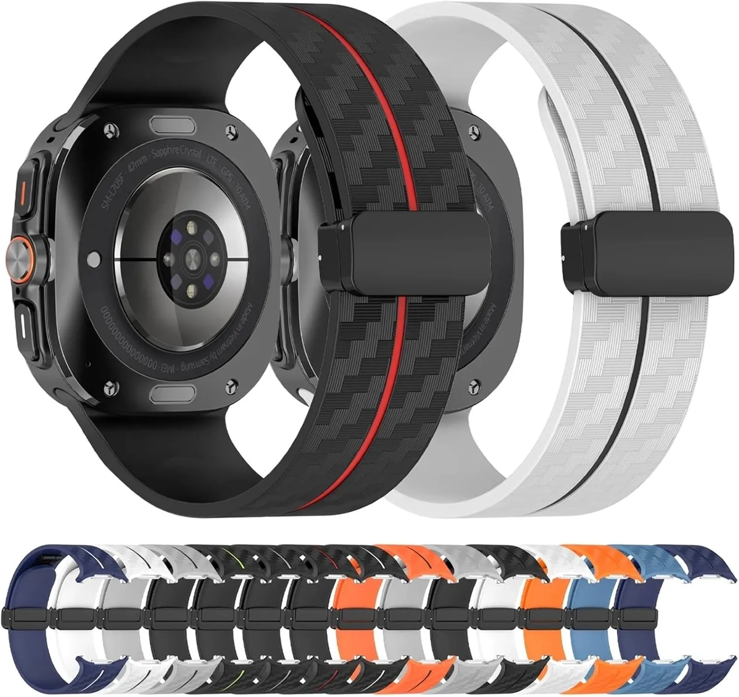 7 Ultra Bracelet Carbon Fiber Pattern Strap for eccentric biologist luckily Samsung Galaxy Watch 7 Ultra 47mm Silicone Band for Galaxy Watch 