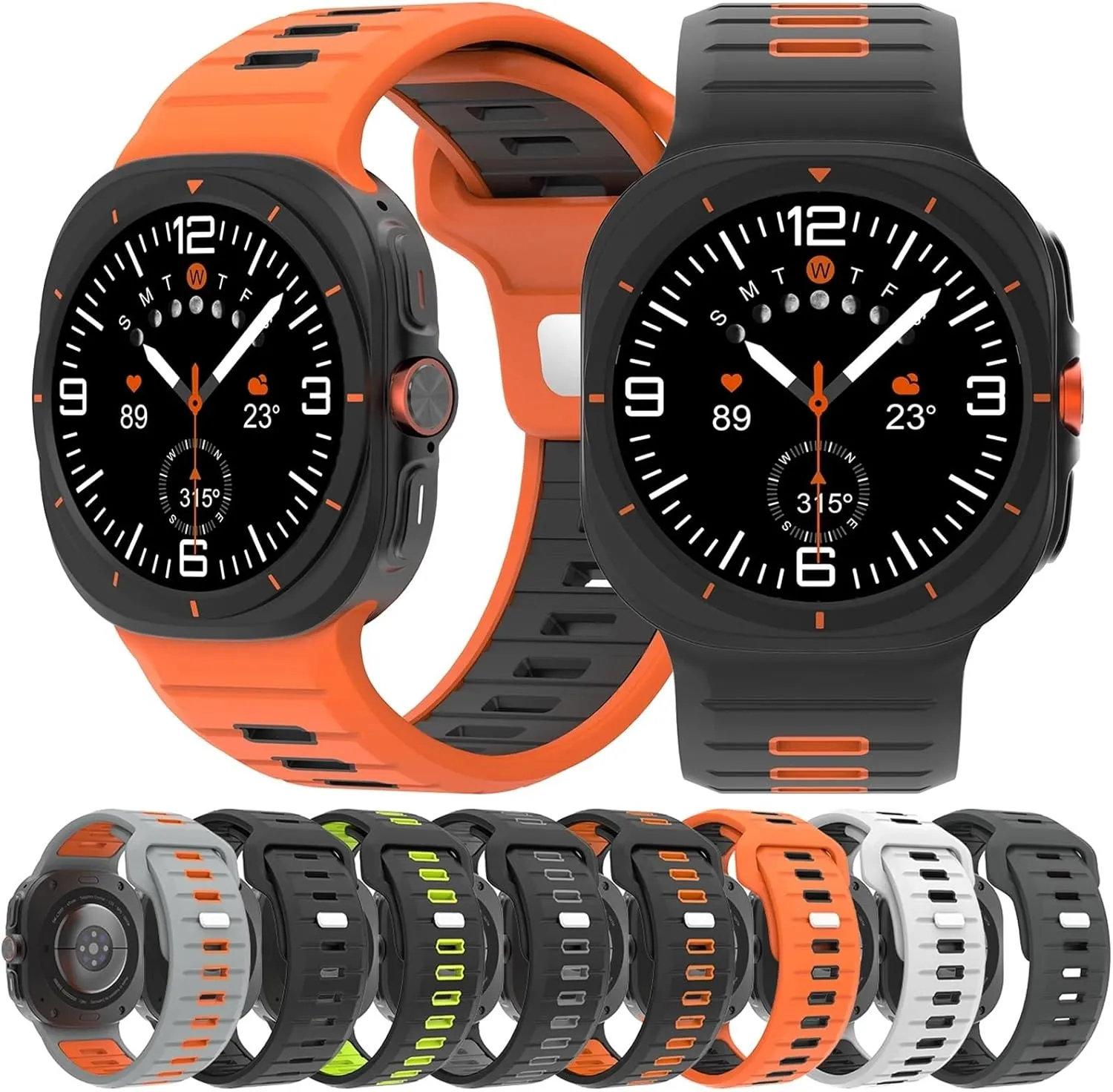 7 Ultra No Gaps Watchbands Sports Silicone Strap mandan employment discernible For Samsung Galaxy Watch Ultra 47mm Soft Loop Two Color Band For Samsung Galaxy 