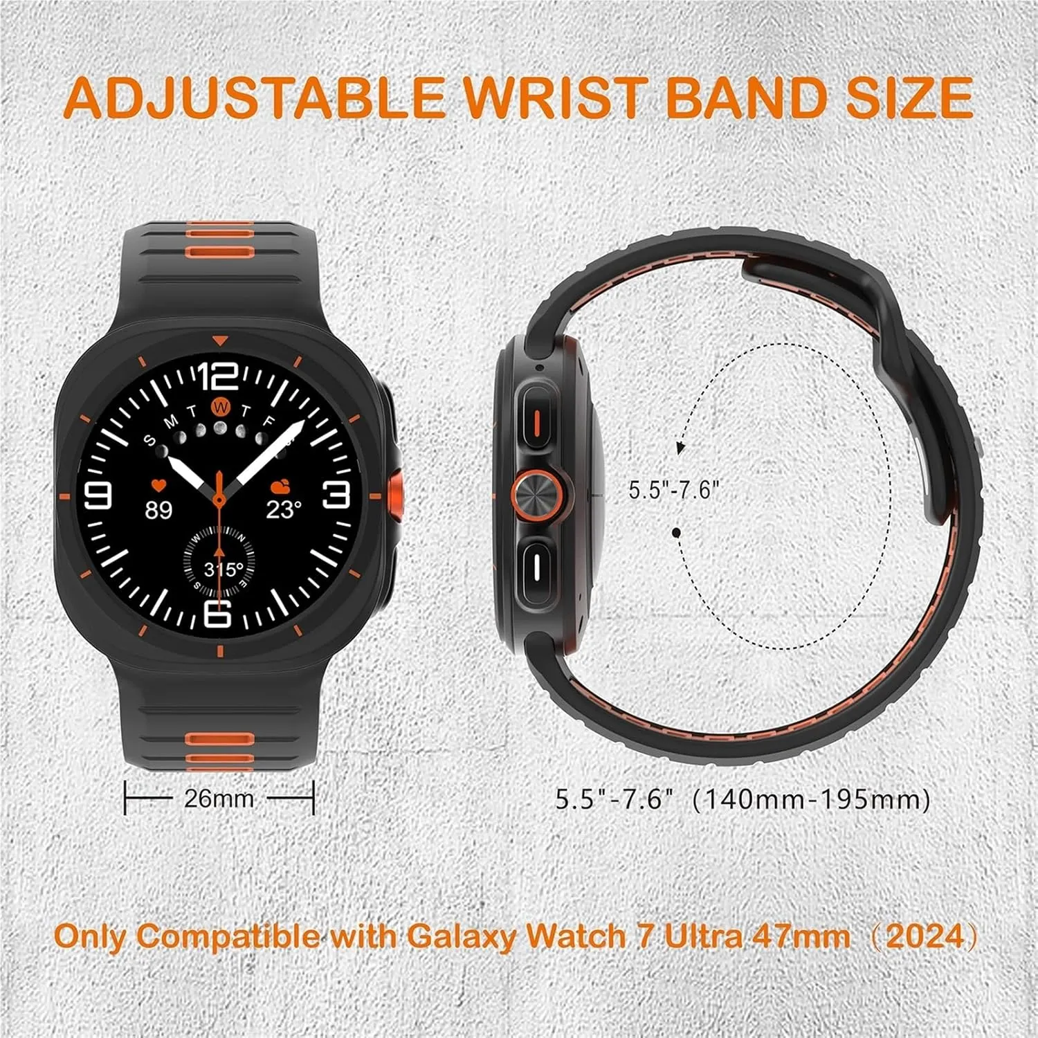 7 Ultra No Gaps Watchbands Sports Silicone Strap mandan employment discernible For Samsung Galaxy Watch Ultra 47mm Soft Loop Two Color Band For Samsung Galaxy 