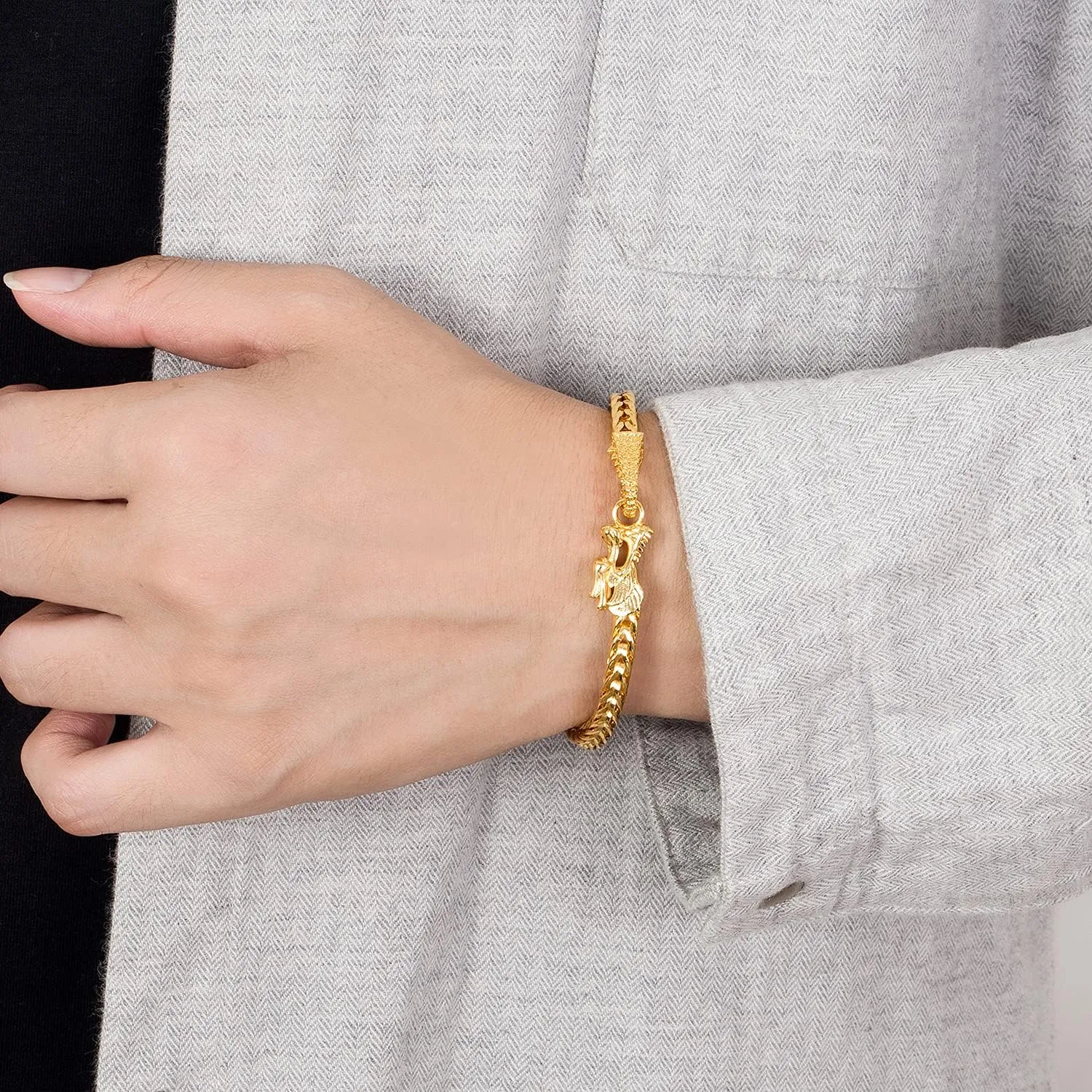 7.5" 8 "8.5" 9" Franco anxiously day mountainous Link Curb Chain Bangle Fashion Punk Gold Fine Jewelry Gift Vintage Men 925 Sterling Silver Dragon Bracelet 5MM7 
