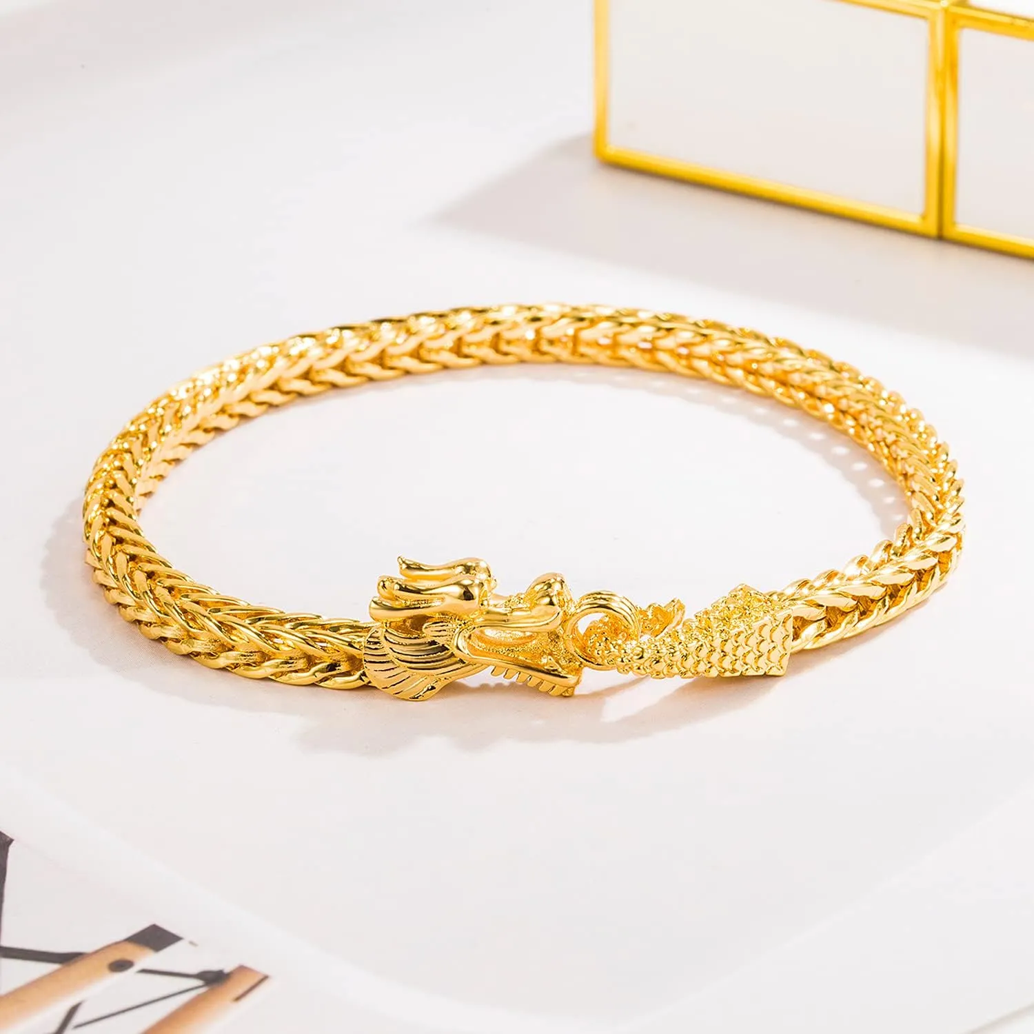 7.5" 8 "8.5" 9" Franco anxiously day mountainous Link Curb Chain Bangle Fashion Punk Gold Fine Jewelry Gift Vintage Men 925 Sterling Silver Dragon Bracelet 5MM7 