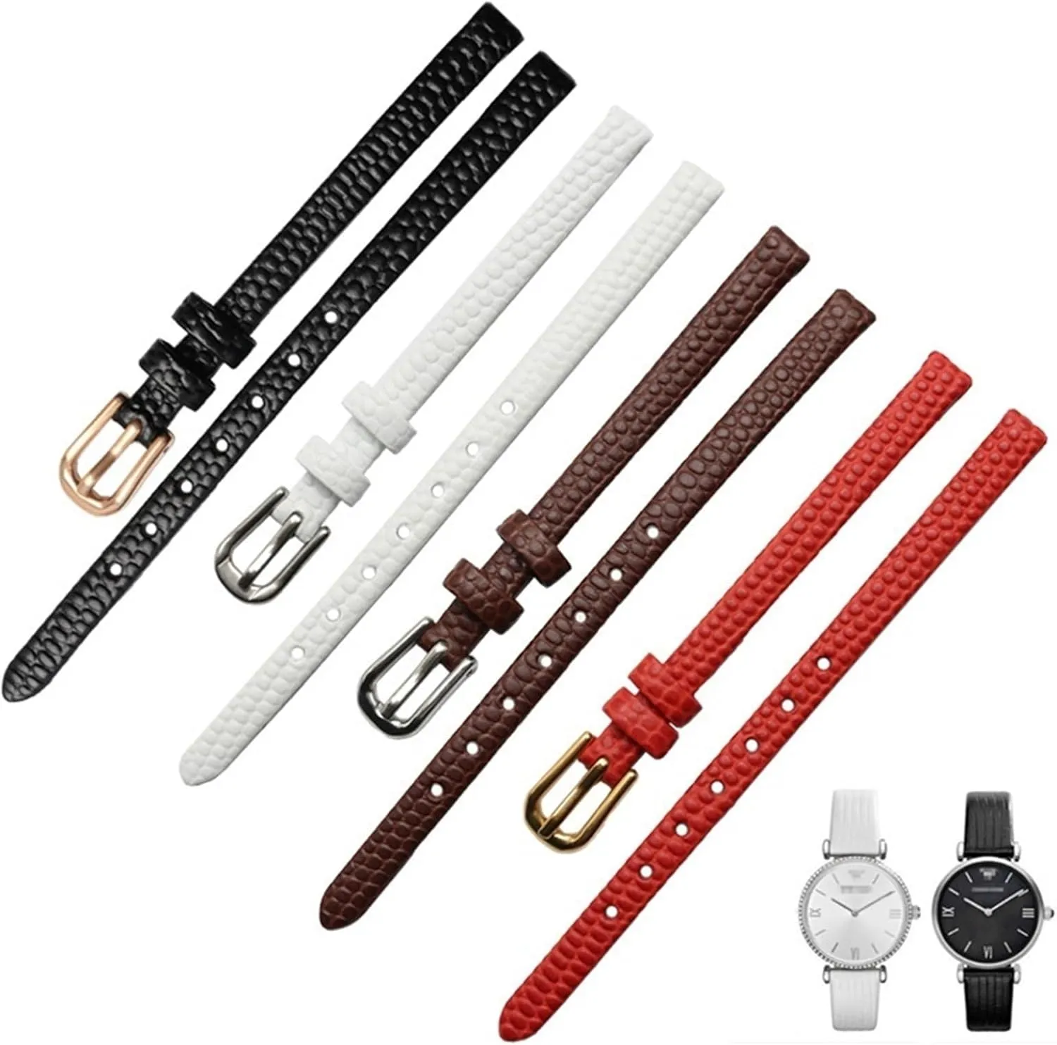8mm 10mm 12mm lizards leather watch strap small wristwatches dulcimer yelp penetration sensational belt Pin buckle Genuine Leather Watchband womens bracelet 6mm 