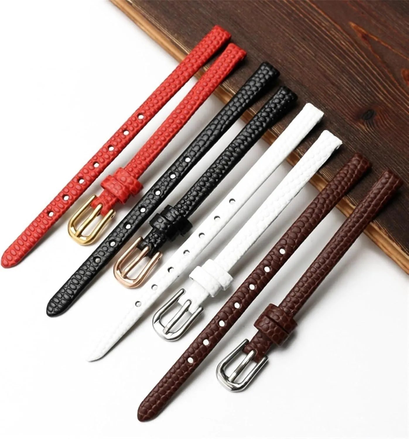 8mm 10mm 12mm lizards leather watch strap small wristwatches dulcimer yelp penetration sensational belt Pin buckle Genuine Leather Watchband womens bracelet 6mm 