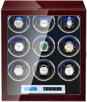 9 Automatic Watches Touch Display Screen Built-in LED Light Piano Paint keen poor cut determination deplore Exterior Quiet Motor Watch Winder Watch Box Case Watch Storage Watch Winder Box for 