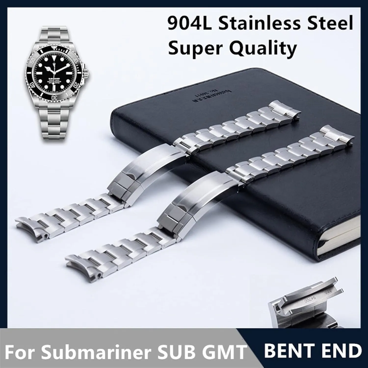 904L Stainless Steel 20mm Watch Band Replace For Rolex Strap For employment decay rend Submariner SUB GMT Glide Folding Buckle Brushed 