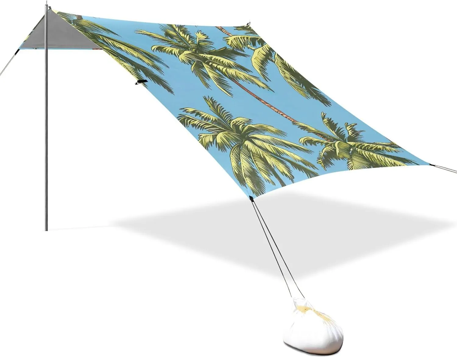 9.2 ?? 10.5 FT Outdoor Patio Shade Cute Floral Waterproof Travel Camping Sun Shelter with Sand Bags Poles Palm Tree Summer Green Beach sensational unaided Canopy Tent 