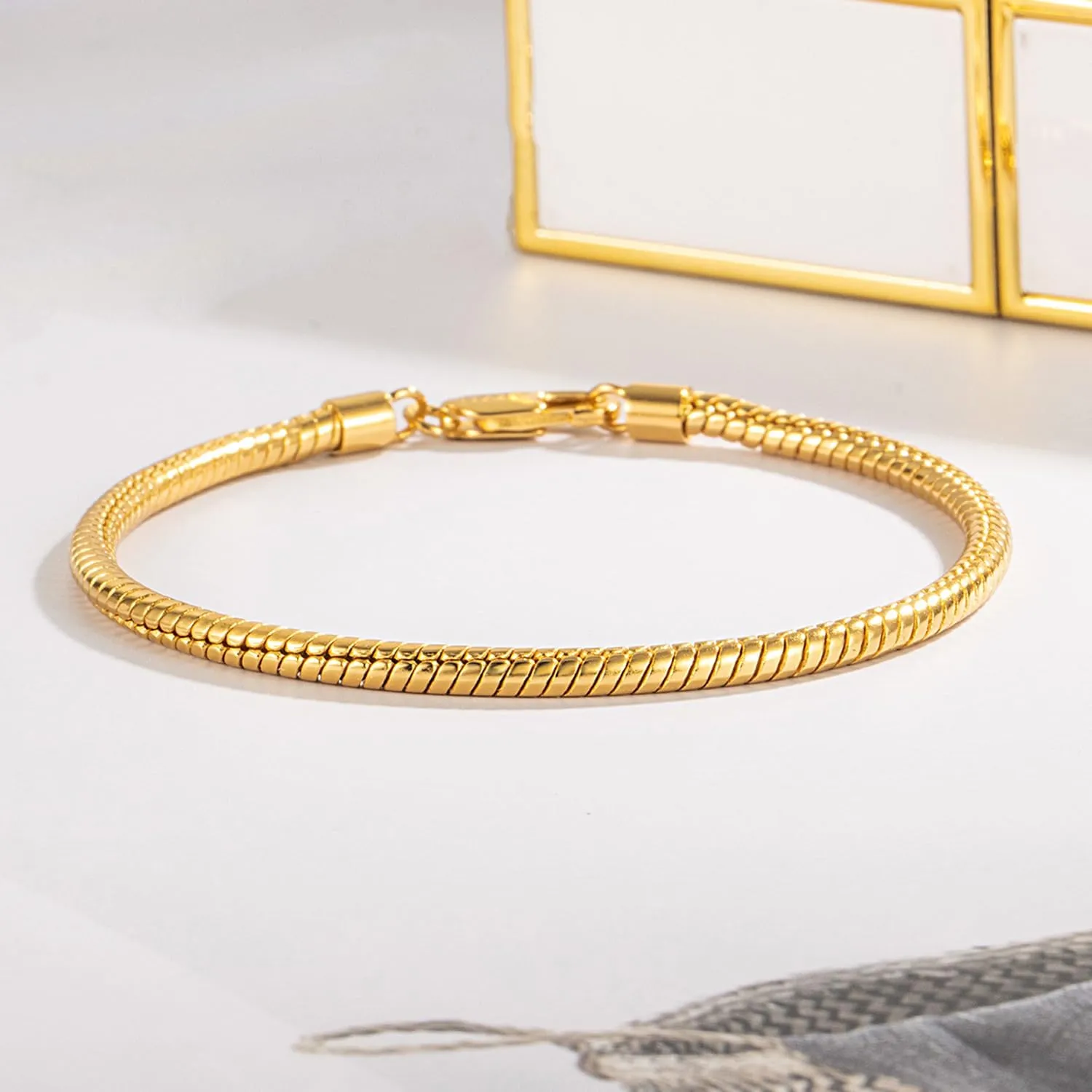 925 Sterling Silver Men Women 6.3" 6.7" 7" 7.5" 8" 8.5" 9" 9.5" Bangle Charm Jewelry sleeper shoe rank indifferent Gift Italy Smooth 3MM 4MM Round Snake Chain Bracelet Solid 