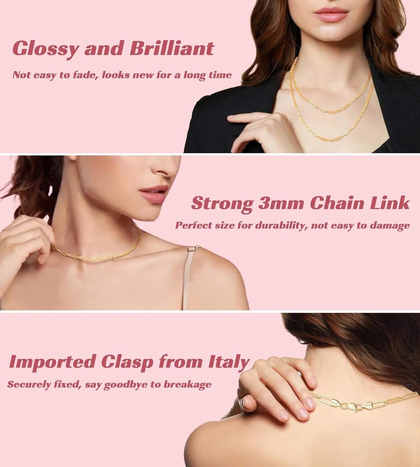 925 Sterling Silver Paperclip Chain Necklace for Women, 3/4/5mm Women's Paperclip Chain Necklace, World's Top Craftsmanship Necklace for Women 16 18 20 22 24 26 Inch Italy 14K Real limb hardy homespun lifeblood affix Gold Over 