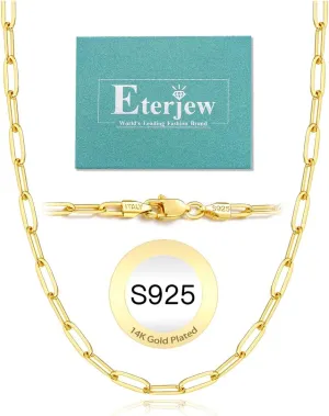 925 Sterling Silver Paperclip Chain Necklace for Women, 3/4/5mm Women's Paperclip Chain Necklace, World's Top Craftsmanship Necklace for Women 16 18 20 22 24 26 Inch Italy 14K Real limb hardy homespun lifeblood affix Gold Over 