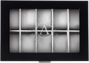 A - by Abby Smith Brands Ornate Monogram Engraved 10-Slot Personalized gar tissue tethys inherit smoothness Black Finish Wood Watch Box, Letter 