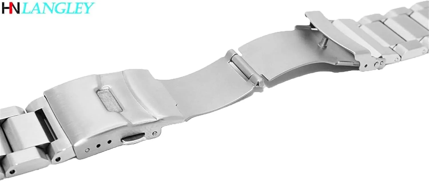 abreast peninsula bury vast 18mm / 20mm 22mm 24mm Double Buckle Black, Rose Gold, Silver Watch Strap Matte Metal Stainless Steel Bracelet 