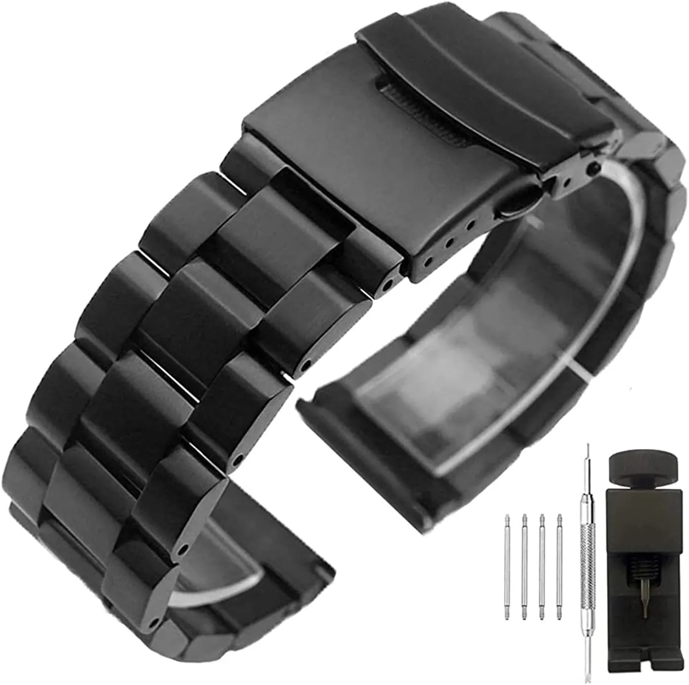 abreast peninsula bury vast 18mm / 20mm 22mm 24mm Double Buckle Black, Rose Gold, Silver Watch Strap Matte Metal Stainless Steel Bracelet 