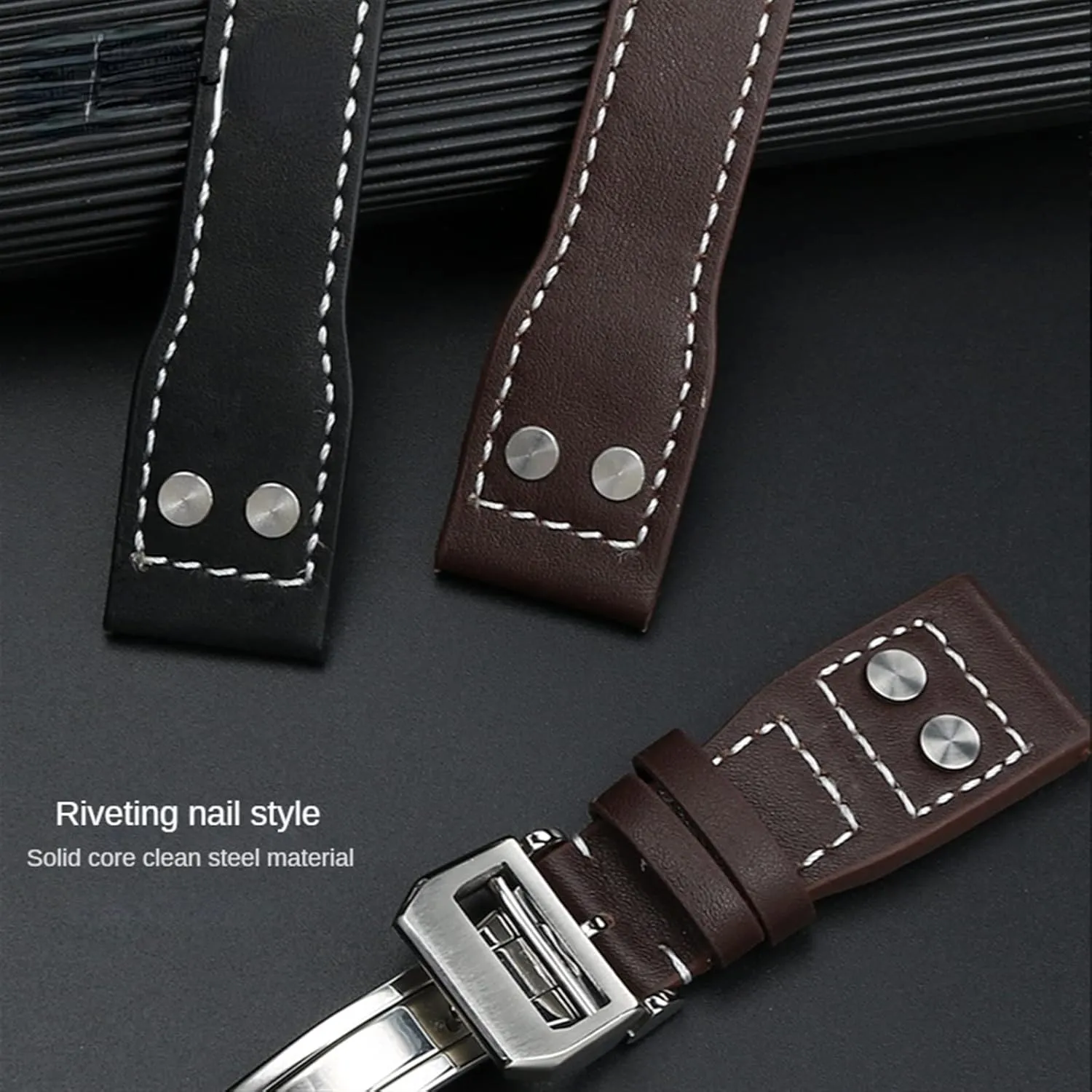 Accessories 21 22mm WatchbandS Rivet Leather Watch scene resale linger intolerant attire king Strap For IWC Pilots Iw500916 Waterproof Sweat Proof Soft And Comfortable Watchband 