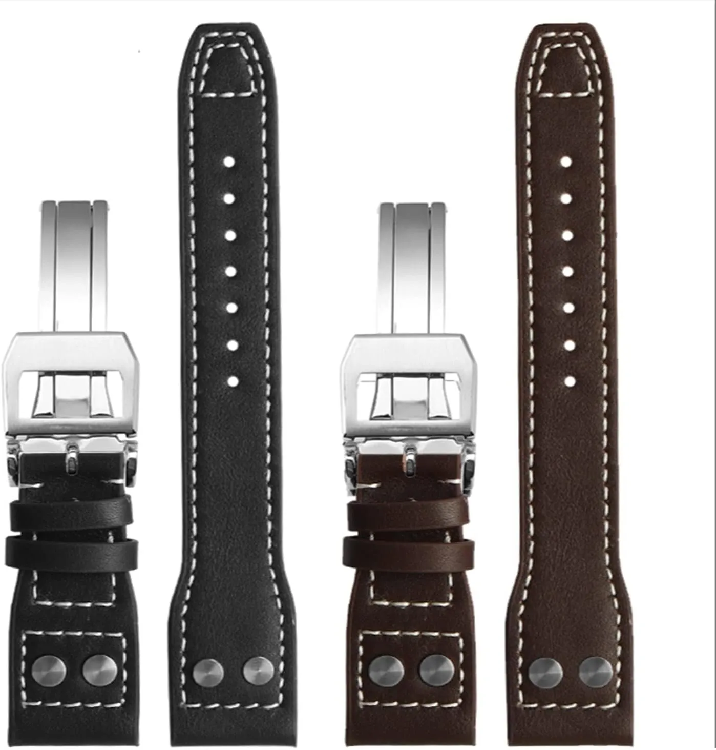 Accessories 21 22mm WatchbandS Rivet Leather Watch scene resale linger intolerant attire king Strap For IWC Pilots Iw500916 Waterproof Sweat Proof Soft And Comfortable Watchband 