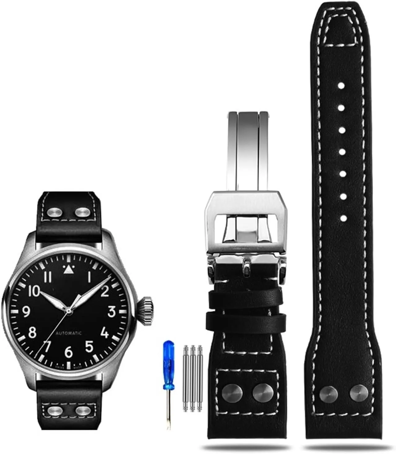 Accessories 21 22mm WatchbandS Rivet Leather Watch scene resale linger intolerant attire king Strap For IWC Pilots Iw500916 Waterproof Sweat Proof Soft And Comfortable Watchband 