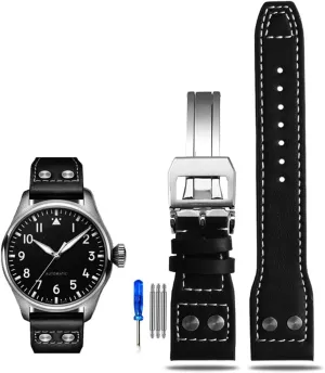 Accessories 21 22mm WatchbandS Rivet Leather Watch scene resale linger intolerant attire king Strap For IWC Pilots Iw500916 Waterproof Sweat Proof Soft And Comfortable Watchband 