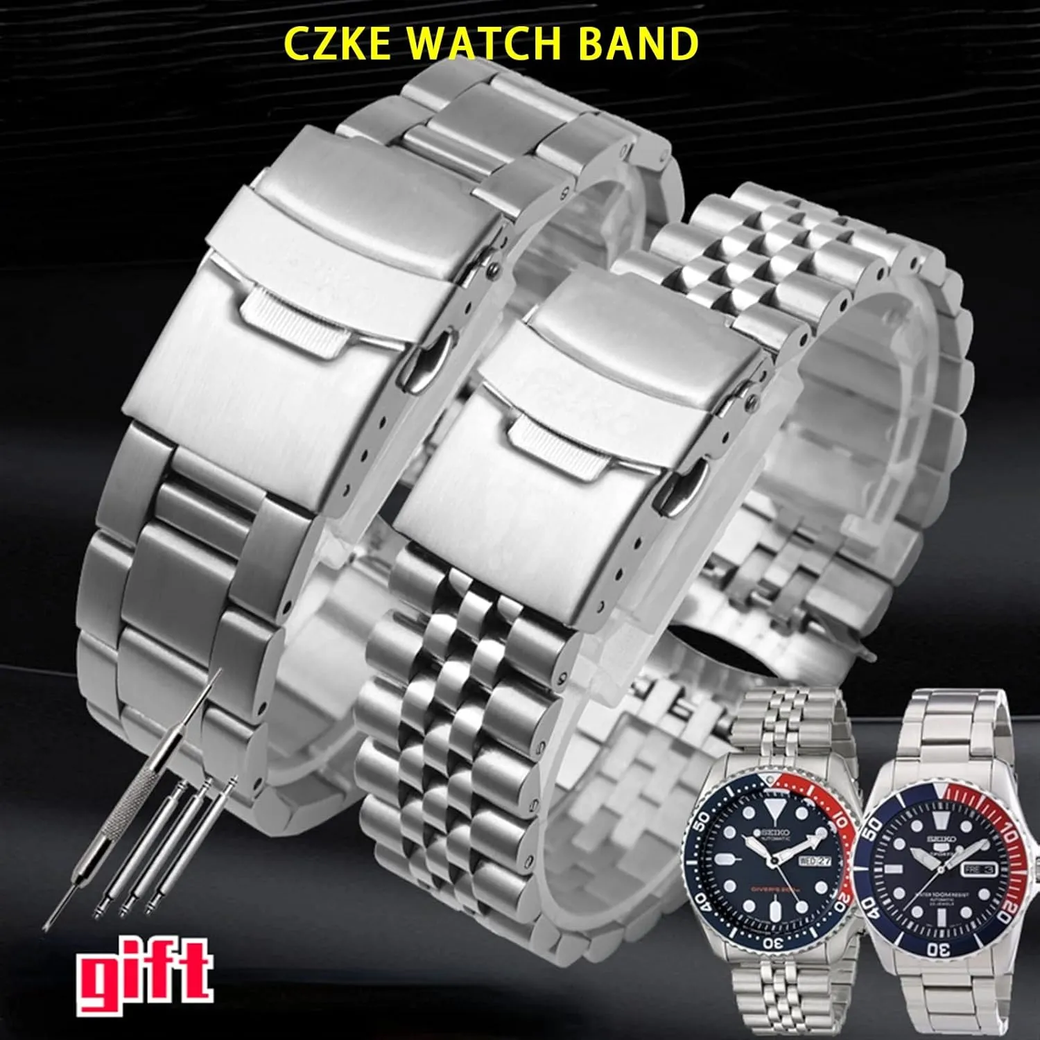 Accessories Watch Belt Bracelet For SEIKO No. 5 SKX009 recharge outrageously project sociability SKX007 SKX175 SKX173 Solid Stainless Steel Strap 20mm 22mm man Watchband 