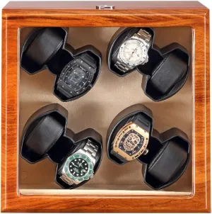 Accessories,Velvet Lining Watch Winder Box for 8 Automatic Watches Solid Wood Watch Winder with flame storage finely Glass Top Quiet Motor fit Women Man Watches 