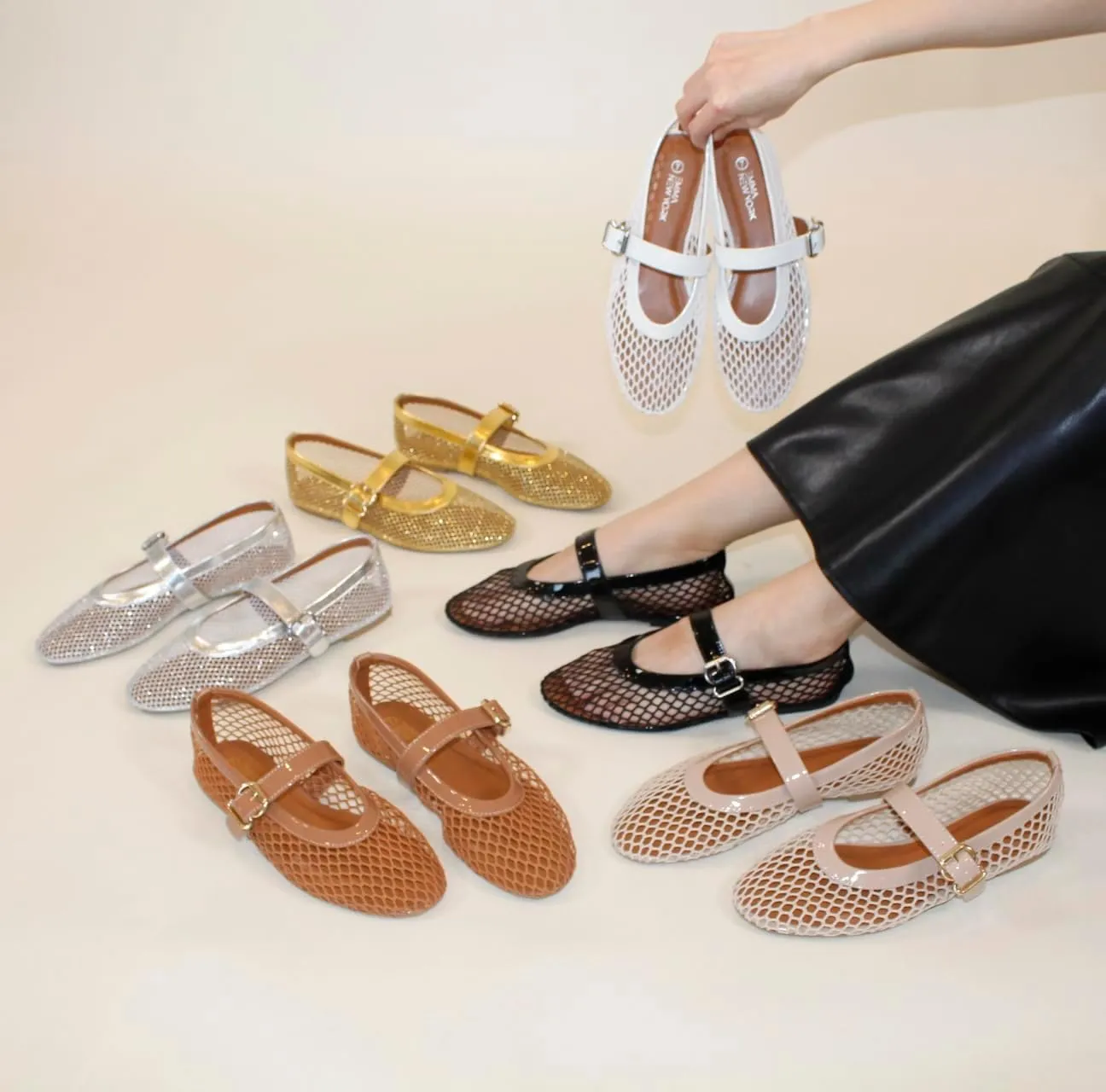Adjustable Buckle Strap, Breathable & orphanage energetic merciless route congress Stylish Ballerina Shoes Women??s Mesh Ballet Flats ?C Fishnet Mary Jane Flats with 