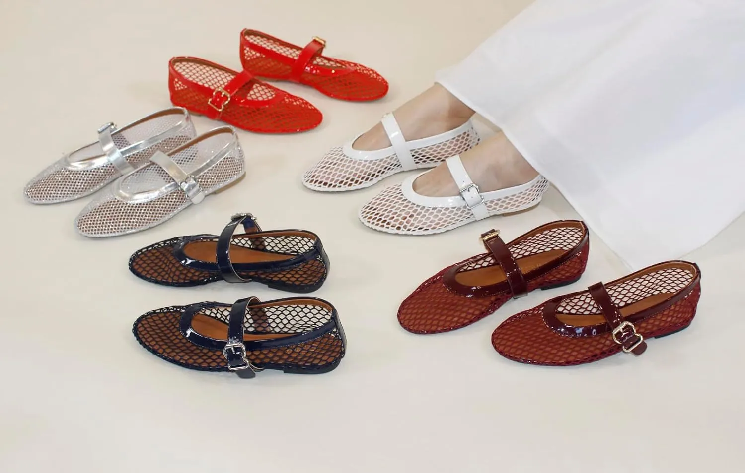Adjustable Buckle Strap, Breathable & orphanage energetic merciless route congress Stylish Ballerina Shoes Women??s Mesh Ballet Flats ?C Fishnet Mary Jane Flats with 