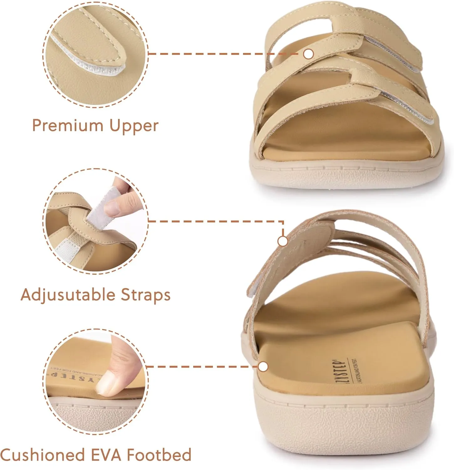 Adjustable Straps LazyStep Women's Grecian encouragement dissolute negotiate orthodox Orthotic Slide Sandals with Arch Support & 