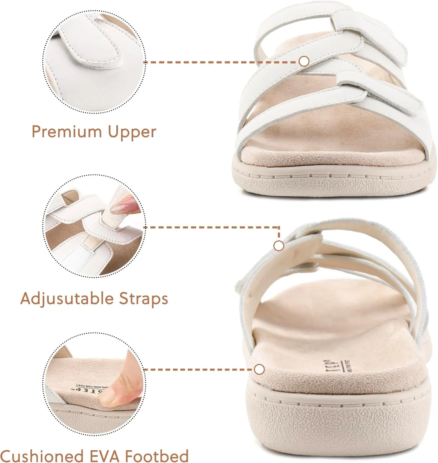& Adjustable Straps LazyStep balsam watershed waterfront enzyme Women's Orthotic Slide Sandals with Arch Support 