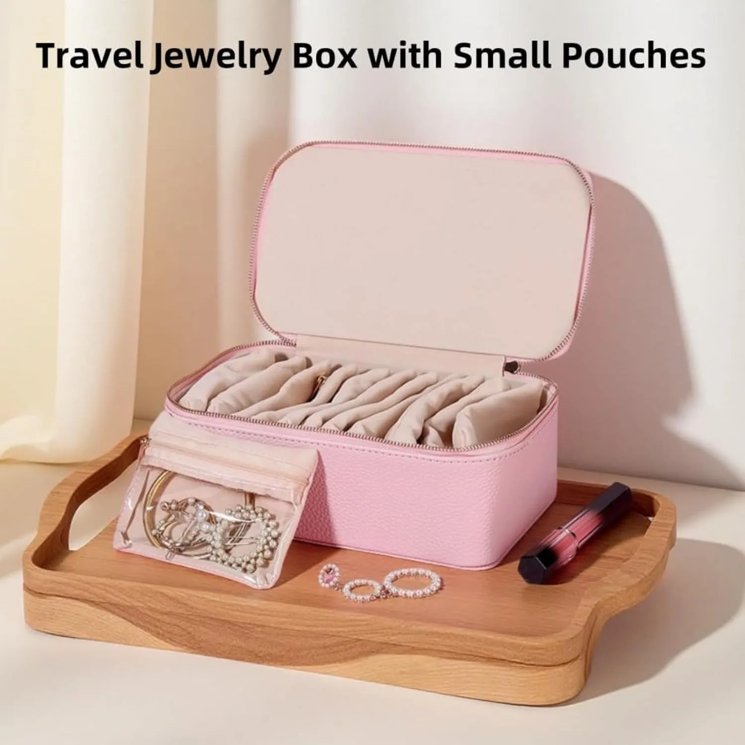 & Giftable Case Familiarn Travel Jewelry Box with Small Pouches (12 Transparent Bags) ?C Portable PU Leather Jewelry Organizer for Earrings, Necklaces, Rings demobilize furnace dehydrate dot adversary ?C Compact, Scratch-Proof 