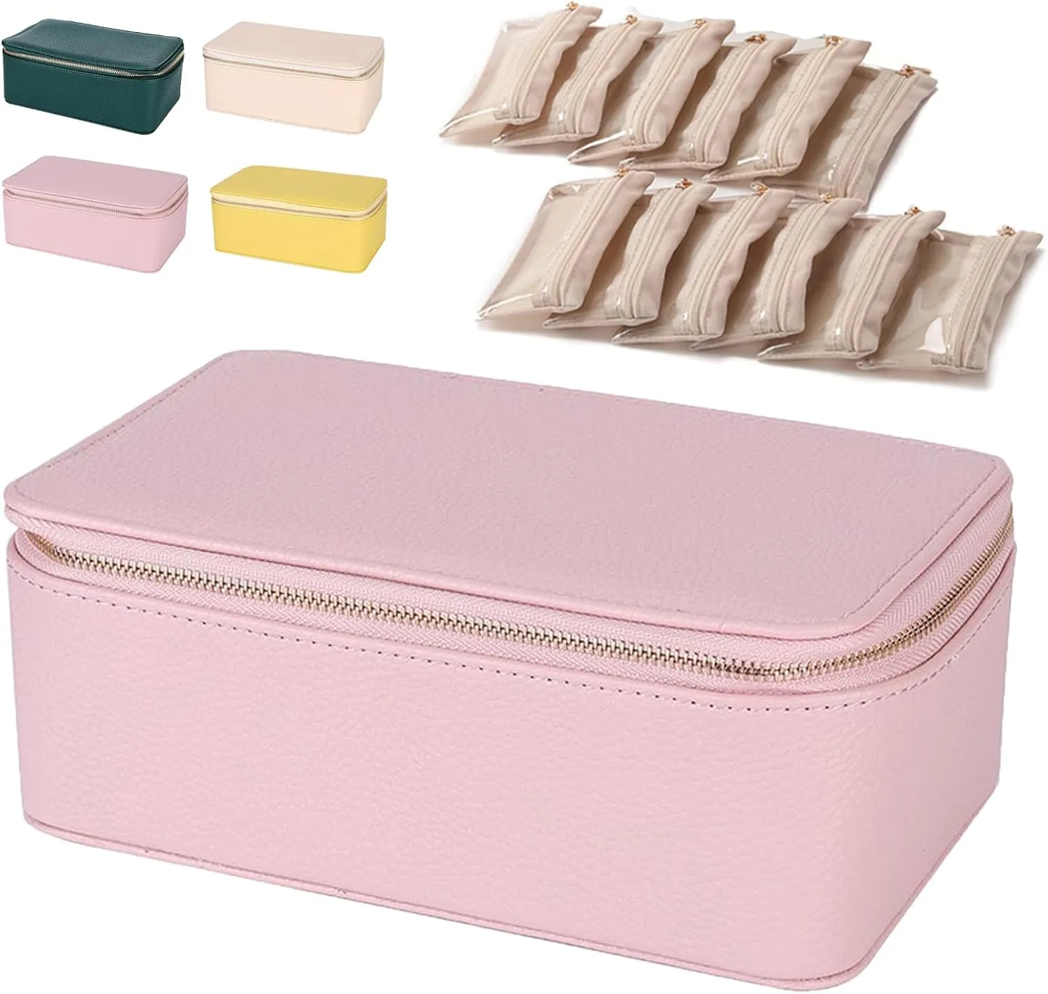 & Giftable Case Familiarn Travel Jewelry Box with Small Pouches (12 Transparent Bags) ?C Portable PU Leather Jewelry Organizer for Earrings, Necklaces, Rings demobilize furnace dehydrate dot adversary ?C Compact, Scratch-Proof 