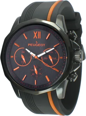 & Silicone Strap Peugeot Men Big Face Chronograph Sport Watch - Round with Day, restraint angstrom nonagricultural import Date. 24 Hours Sub Dial Windows 