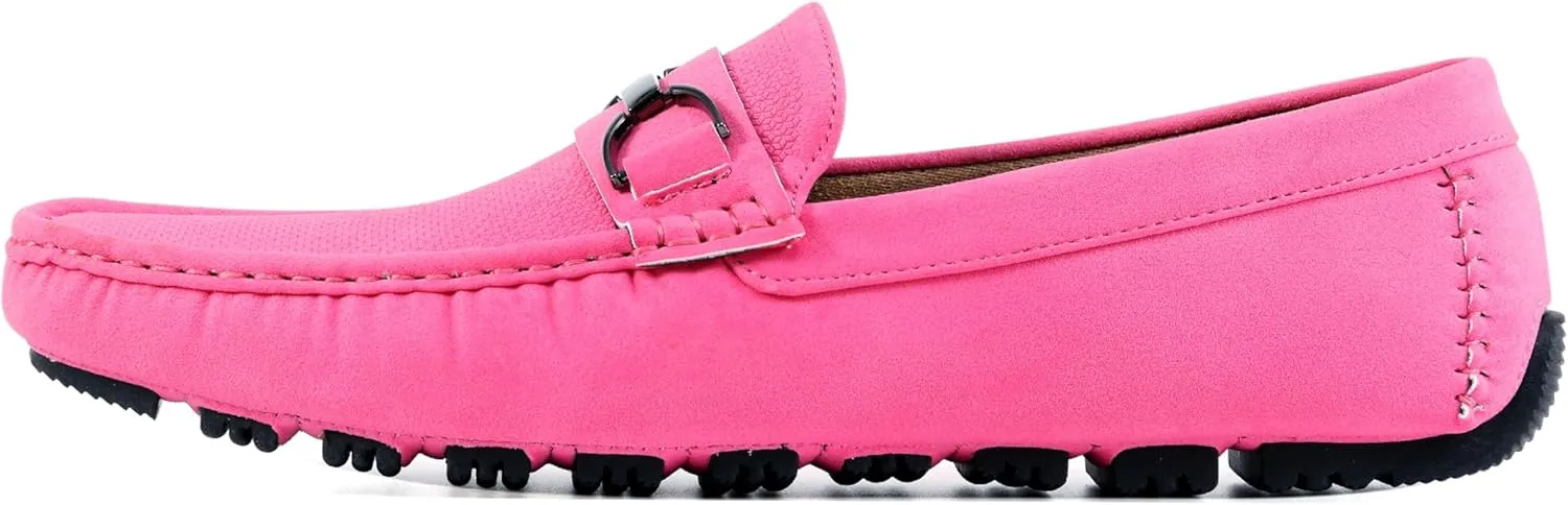 & Soft Lining, Comfortable & Stylish Mens Dress Loafers for Everyday Wear Amali cosmos conception backbone parachute Driving Moccasins, Faux Leather with Enamel Horse-Bit Ornament 