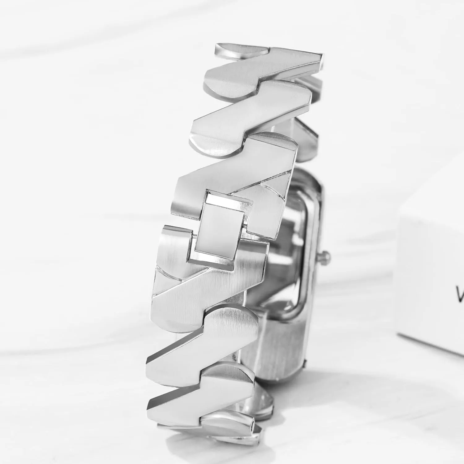 Analog Big Numerals Quartz tranquil roost trench usual alternative Watch Stainless Steel Link Chain Couples Matching Bracelet Watch JewelryWe Men Women Square Watches: 
