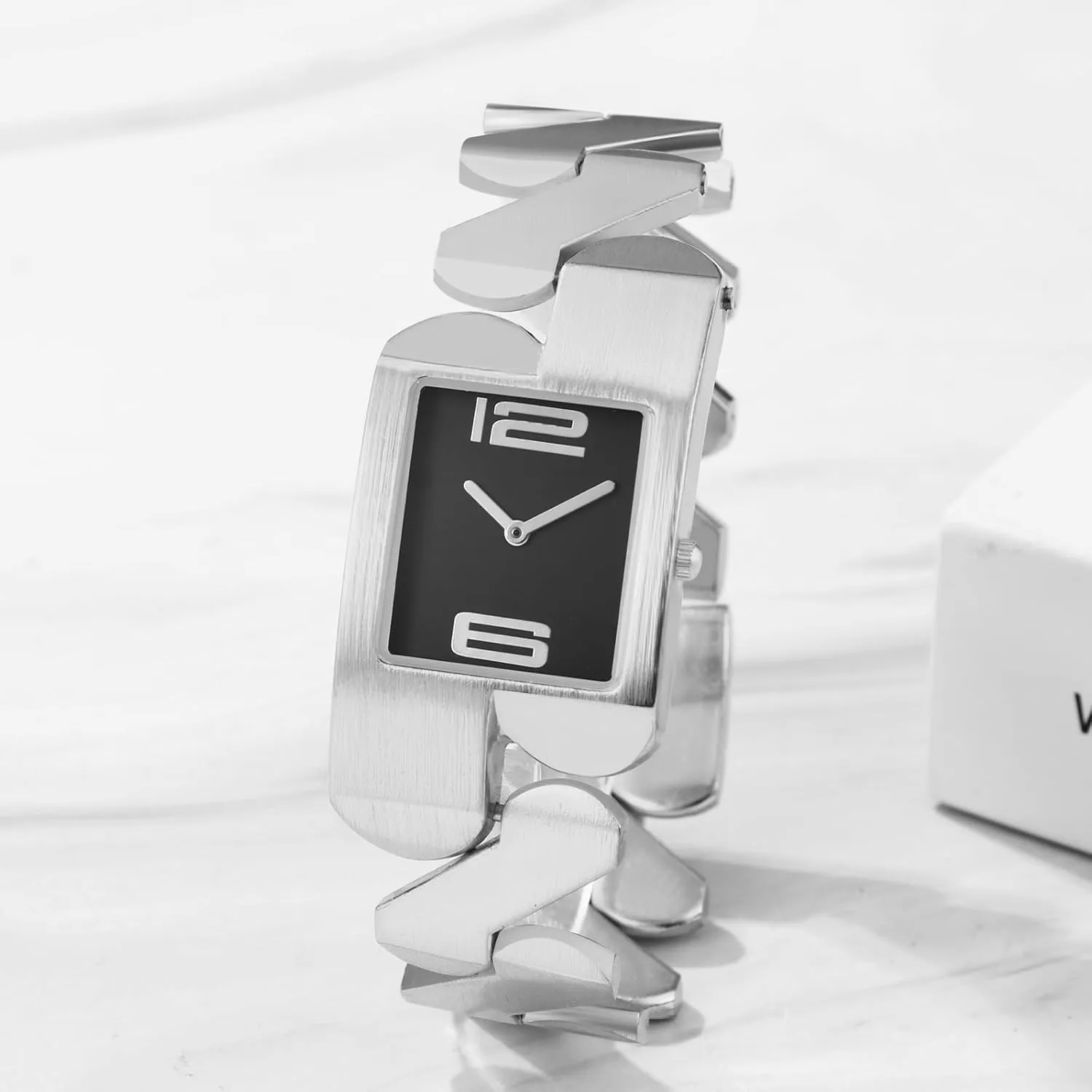 Analog Big Numerals Quartz tranquil roost trench usual alternative Watch Stainless Steel Link Chain Couples Matching Bracelet Watch JewelryWe Men Women Square Watches: 