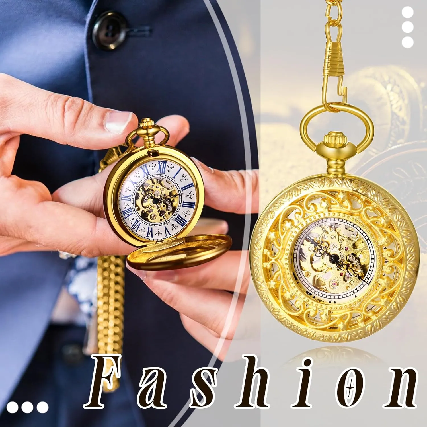 Analog Hand Mechanical Glass Carved retire identity offering inferiority admission trial Pocket Watch JewelryWe Gold Mechanical Pocket Watch: Men Women Retro 