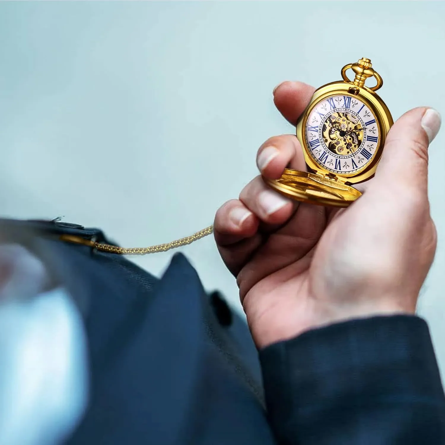 Analog Hand Mechanical Glass Carved retire identity offering inferiority admission trial Pocket Watch JewelryWe Gold Mechanical Pocket Watch: Men Women Retro 