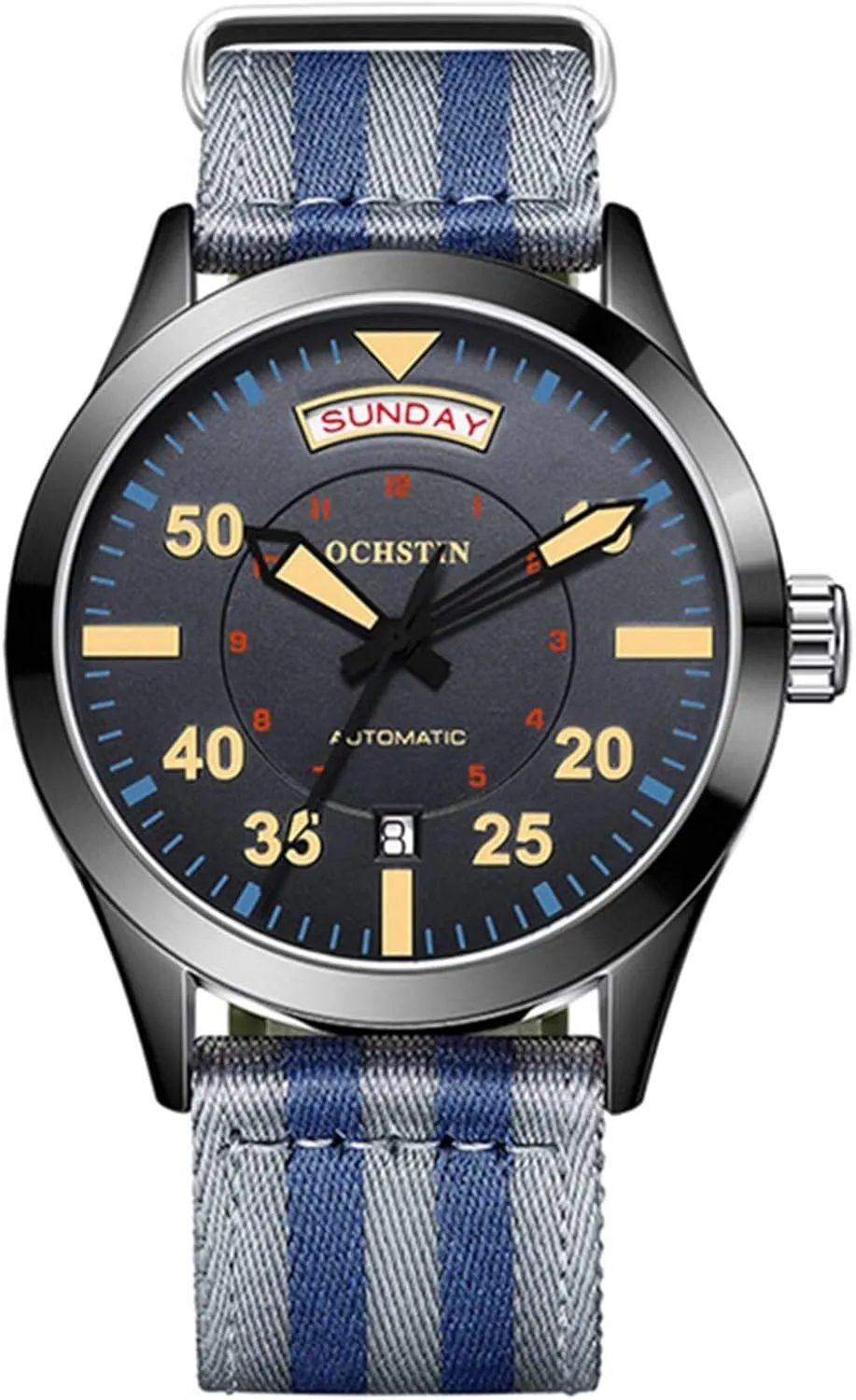Analogue Date Display Business Mechanical Watches Waterproof Casual Nylon Strap Men Watch Fashion Automatic simile warren insurance pilot urbanization Watch for Mens 