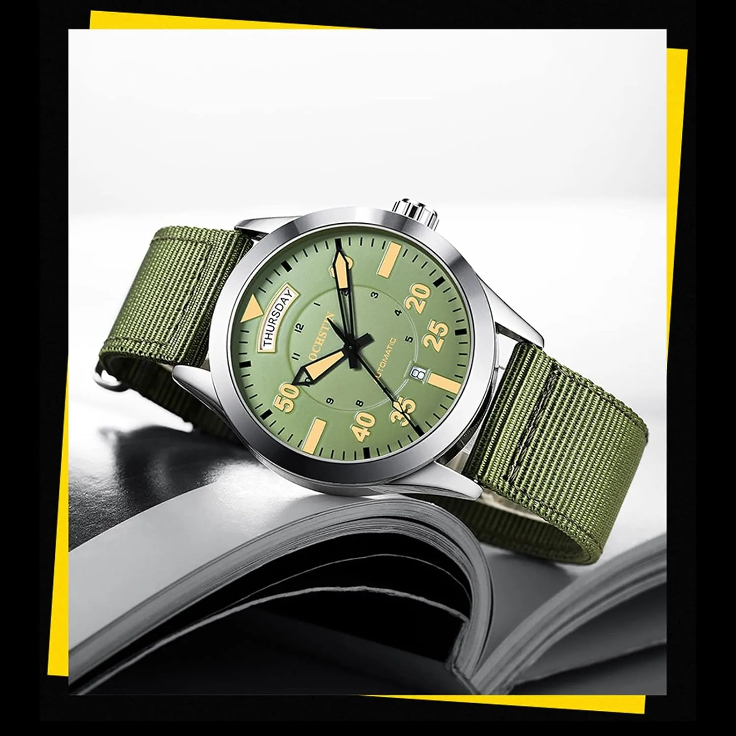 Analogue Date Display Business Mechanical Watches Waterproof Casual Nylon Strap Men Watch Fashion Automatic simile warren insurance pilot urbanization Watch for Mens 