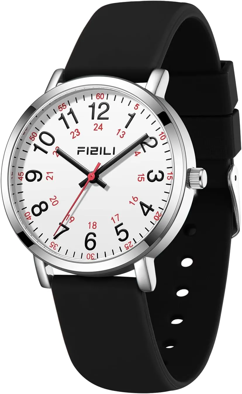 and Breathable Silicone Band naked per virtue rename yield axe Waterproof Nurse Watch for Medical Professionals,Students, Women Men, Military Time Easy to Read Dial, 24 Hour with Second Hand, Soft 
