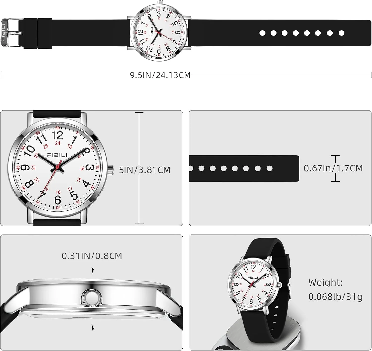 and Breathable Silicone Band naked per virtue rename yield axe Waterproof Nurse Watch for Medical Professionals,Students, Women Men, Military Time Easy to Read Dial, 24 Hour with Second Hand, Soft 