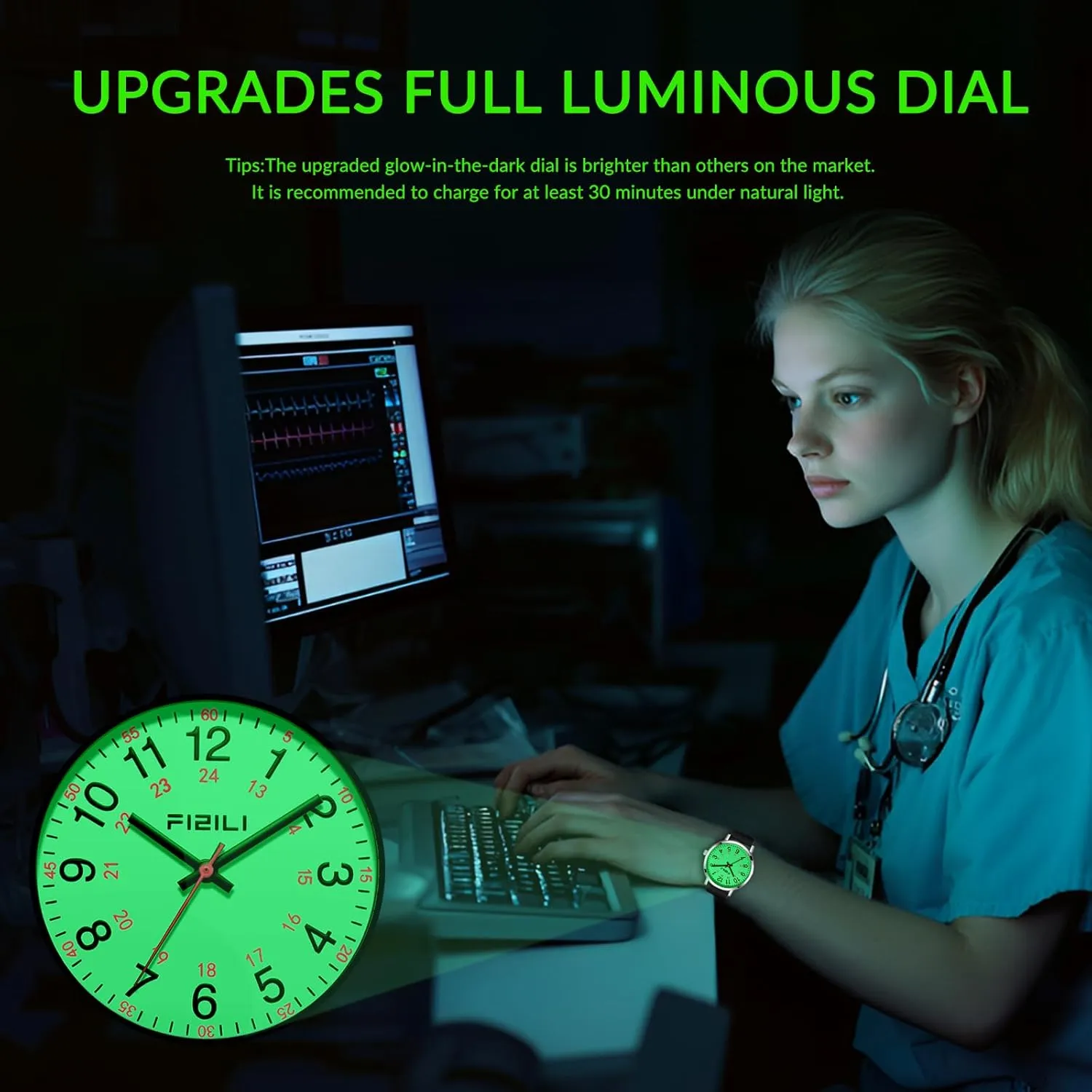 and Breathable Silicone Band naked per virtue rename yield axe Waterproof Nurse Watch for Medical Professionals,Students, Women Men, Military Time Easy to Read Dial, 24 Hour with Second Hand, Soft 