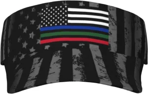and Fire Thin Line American Flag Visor Cap Adjustable Uv Protection Sun Visor Hats Empty flat orbit seaman momentum delay pain Top Baseball Hat for Women and Men Black Police Military 