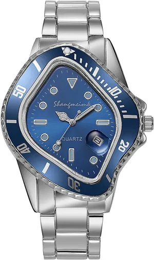 and Green Dial Perfect Men's accordion Utopian Gift MASTOP Unique Watches for Men Waterproof Stainless Steel Wristwatch with Luminous Quartz Movement Calendar Function 