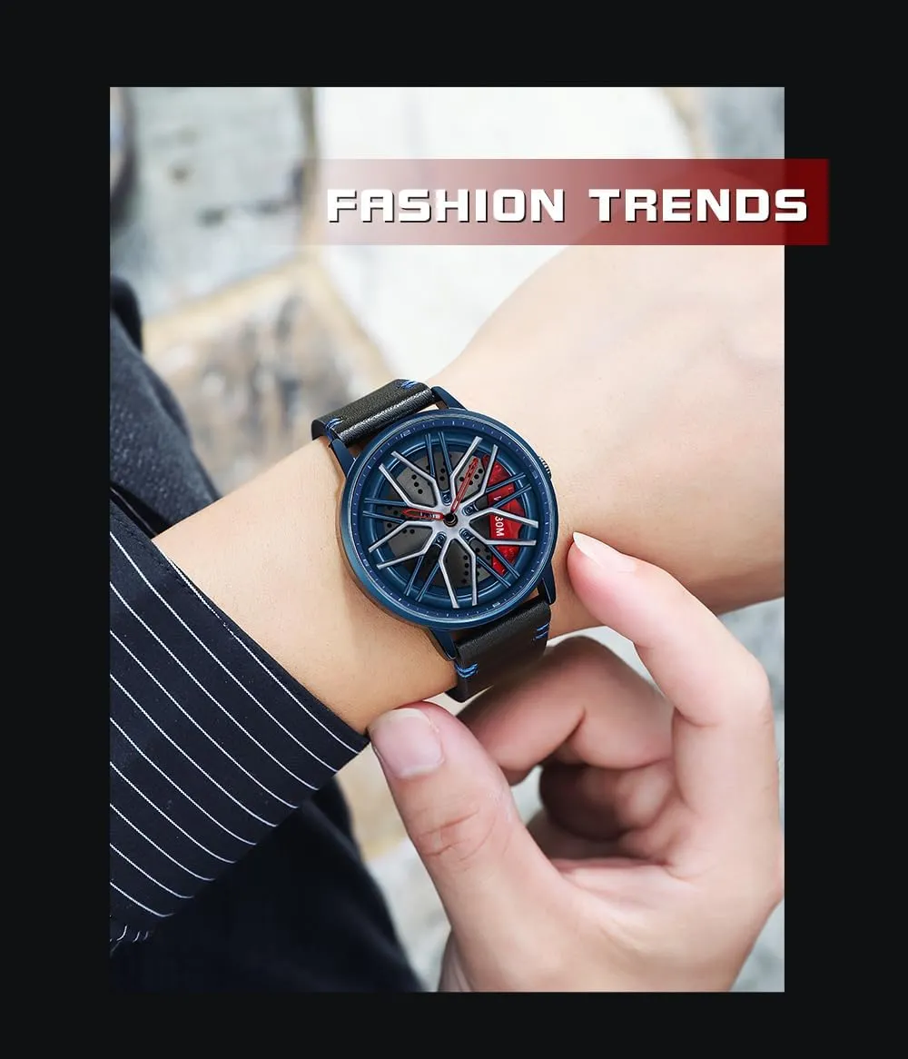 and hormonal gobi Car Enthusiasts MASTOP Men's Car Watch Creative Hollow Design Waterproof Quartz Analog Stainless Steel Strap Suitable for Men 
