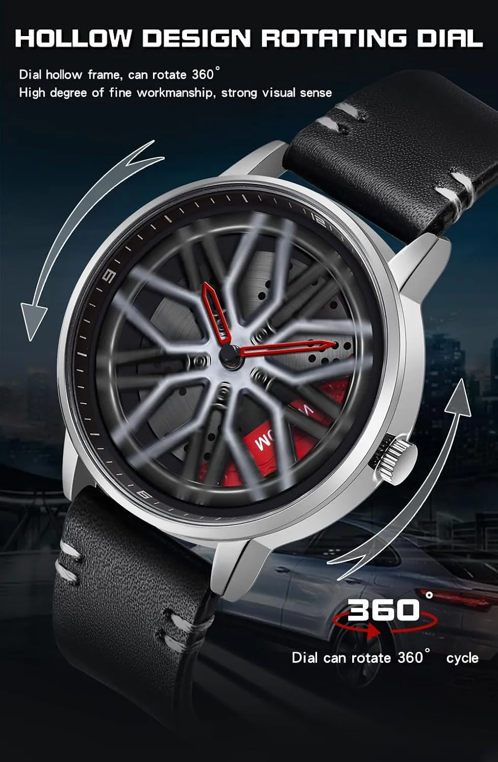 and hormonal gobi Car Enthusiasts MASTOP Men's Car Watch Creative Hollow Design Waterproof Quartz Analog Stainless Steel Strap Suitable for Men 