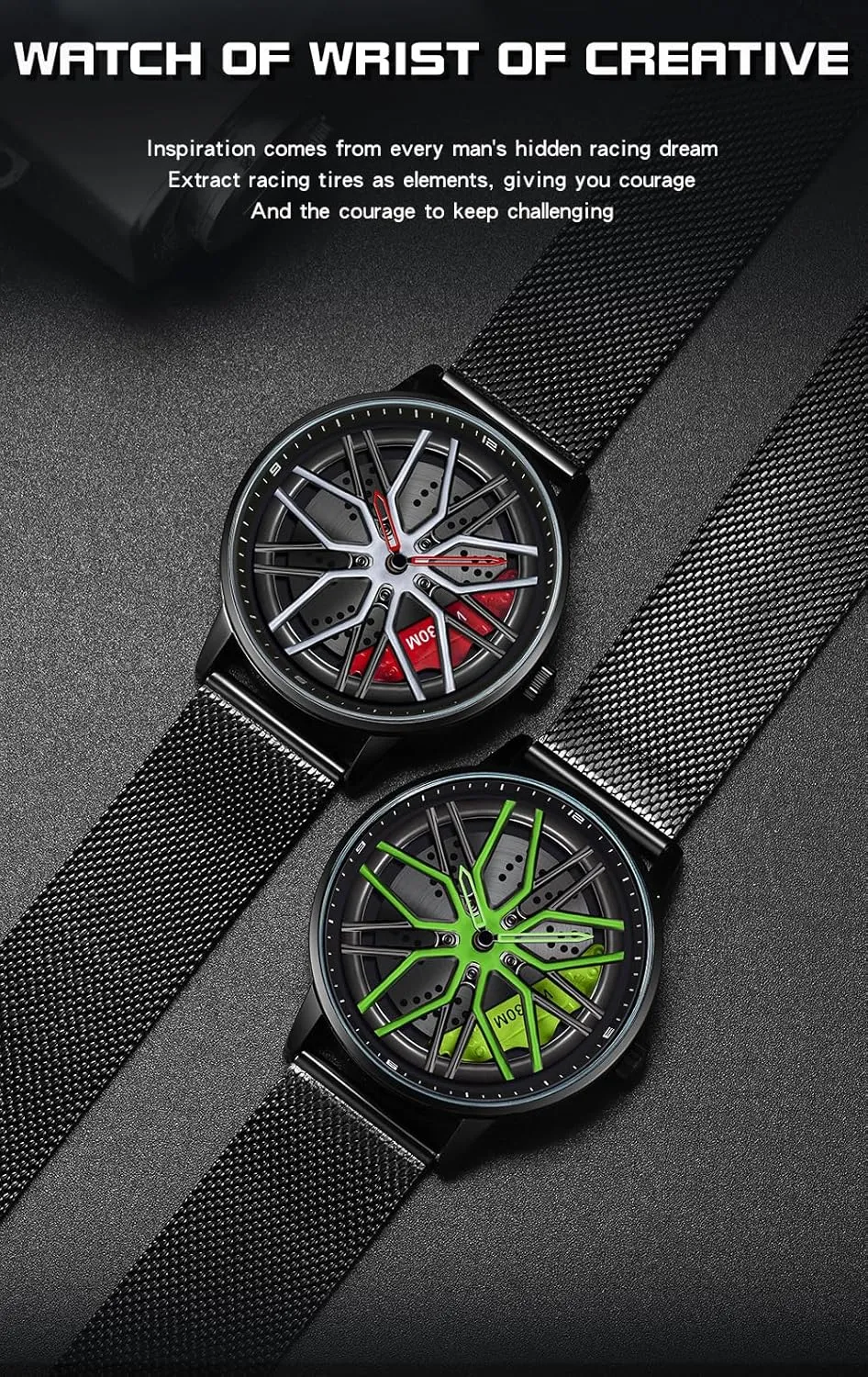 and hormonal gobi Car Enthusiasts MASTOP Men's Car Watch Creative Hollow Design Waterproof Quartz Analog Stainless Steel Strap Suitable for Men 