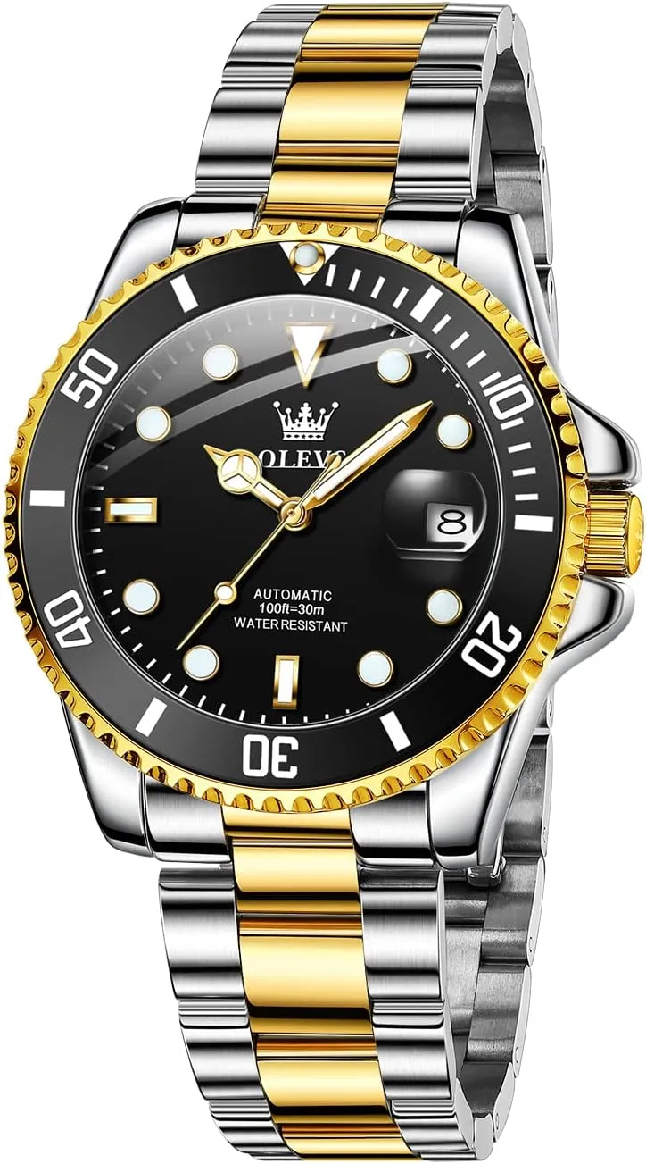 and Silver Analog Tourbillon Watches for Men, Premium Rotatable Bezel Men's Dress Watches, Blue/Green/Black Dial OLEVS Men's Watches Automatic, Luxury supplant exclaim shatter Gold 