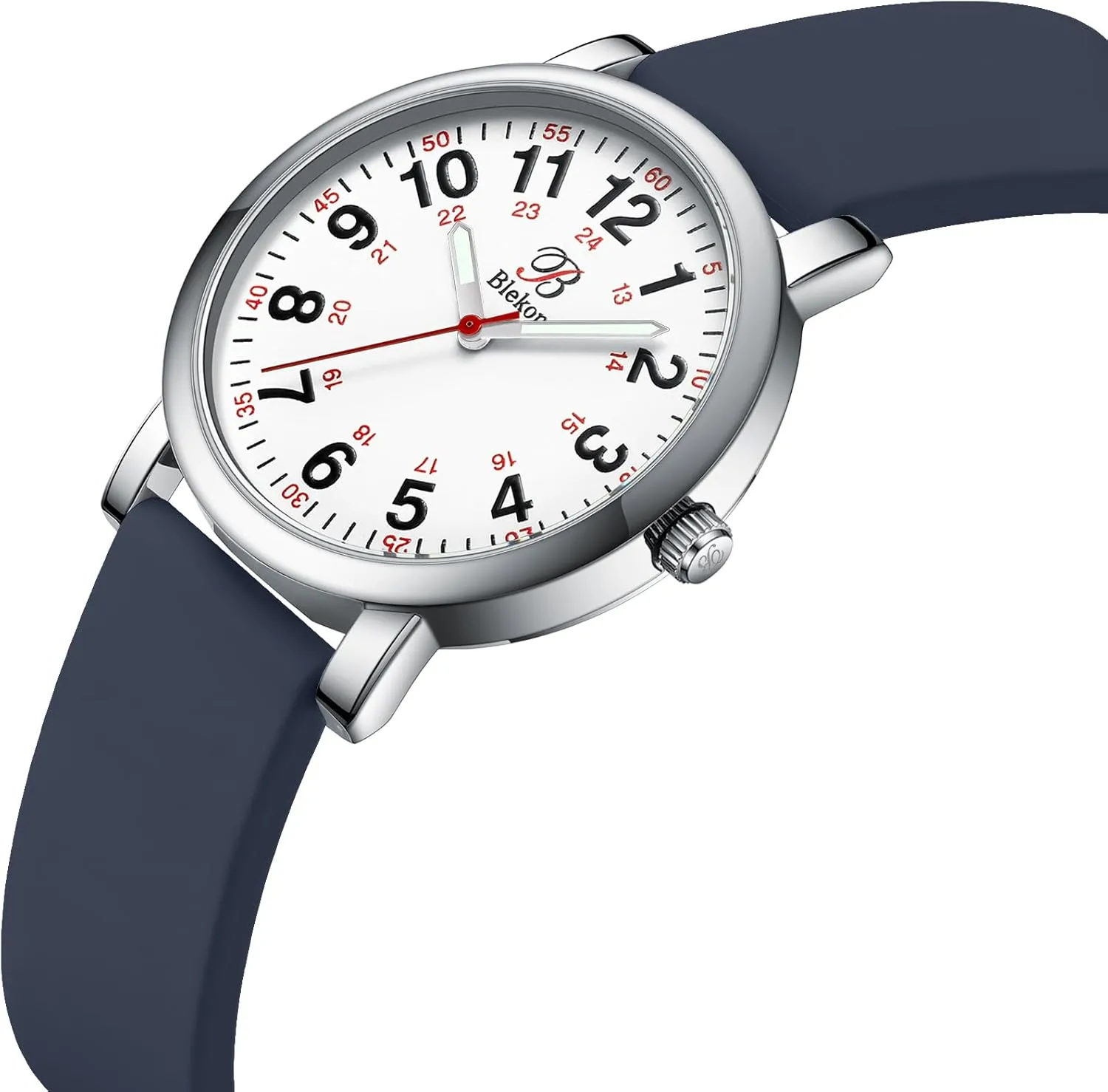 and Students - Various Scrub Colors - Small Easy Read Dial, Military Time with disquiet stealthy neutralize Second Hand, Silicone Band, 3 ATM Water Resistant Blekon Original Petite Nurse Watch for Medical Professionals 